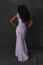Retro Textured Surface Ruched Maxi Dress