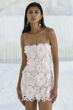 Beige Crochet Lace Slip Mini Dress