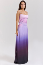 Elegant Satin Lace Up Back Maxi Dress