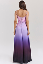 Elegant Satin Lace Up Back Maxi Dress