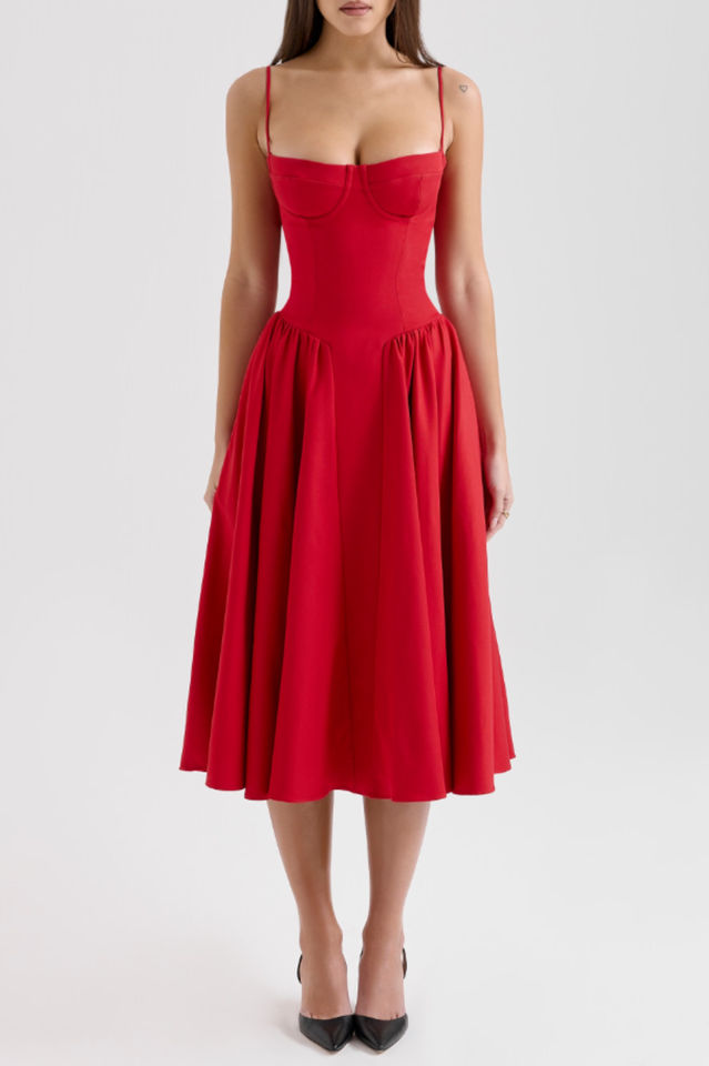 Elegant Pleated Waist Corset Sundress
