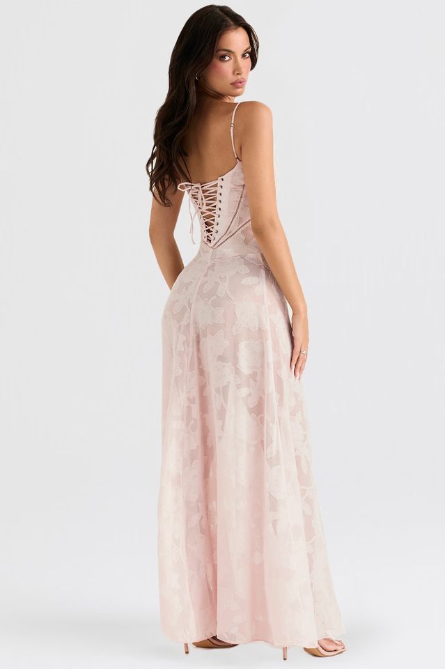 Vintage Floral Textured Slip Maxi Dress