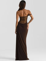 Delicate Lace Top Paneled Satin Maxi Dress
