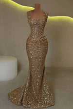 Golden Sequined Halter Neck Maxi dress