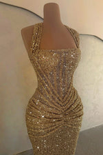 Golden Sequined Halter Neck Maxi dress