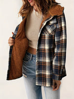 Plaid Print Thermal Lining Hooded Jacket
