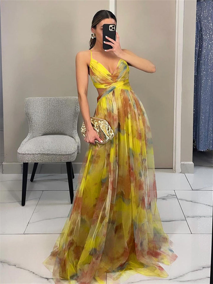 Multicolor Floral Spaghetti Strap Maxi Dress