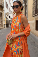 Retro Floral Sleeveless Midi Dress