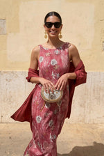 Retro Floral Sleeveless Midi Dress
