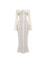 White Off-Shoulder Crochet Lace Midi Dress