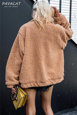 Faux Fur Front Zipper Coat