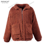 Faux Fur Front Zipper Coat