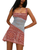 Red Geo Print Mini Dress