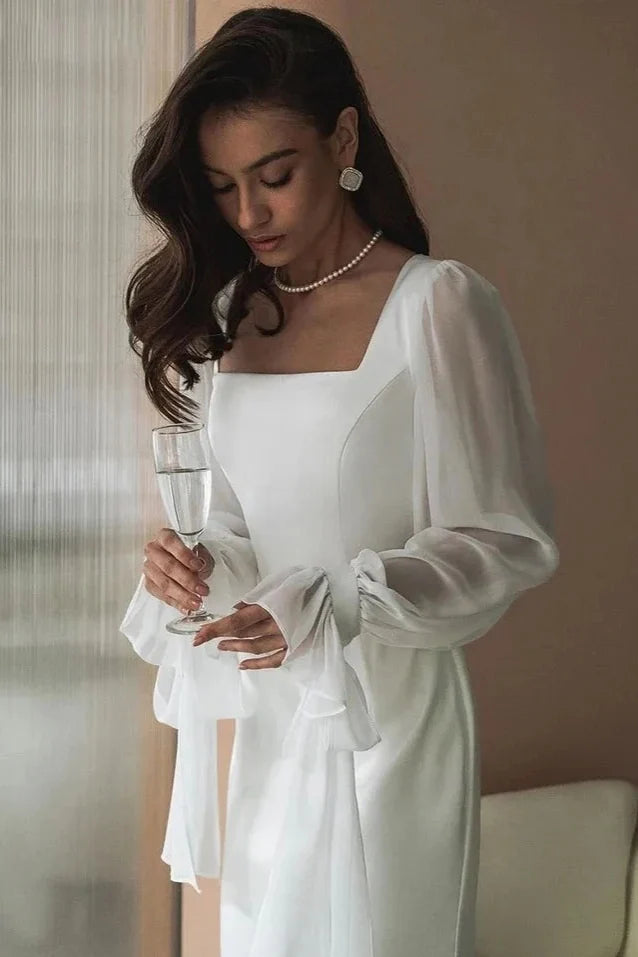 White Mesh Sleeves Slim Fit Maxi Dress