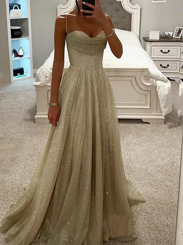 Elegant Sequined Bustier Maxi Dress