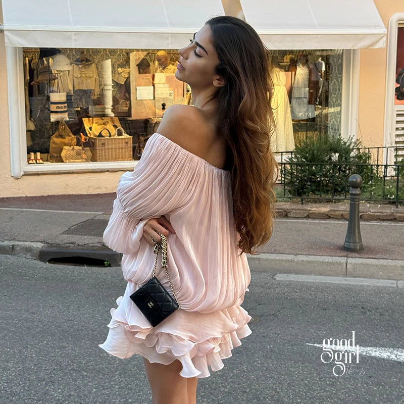 Elegant Off Shoulder Long Sleeves Mini Dress