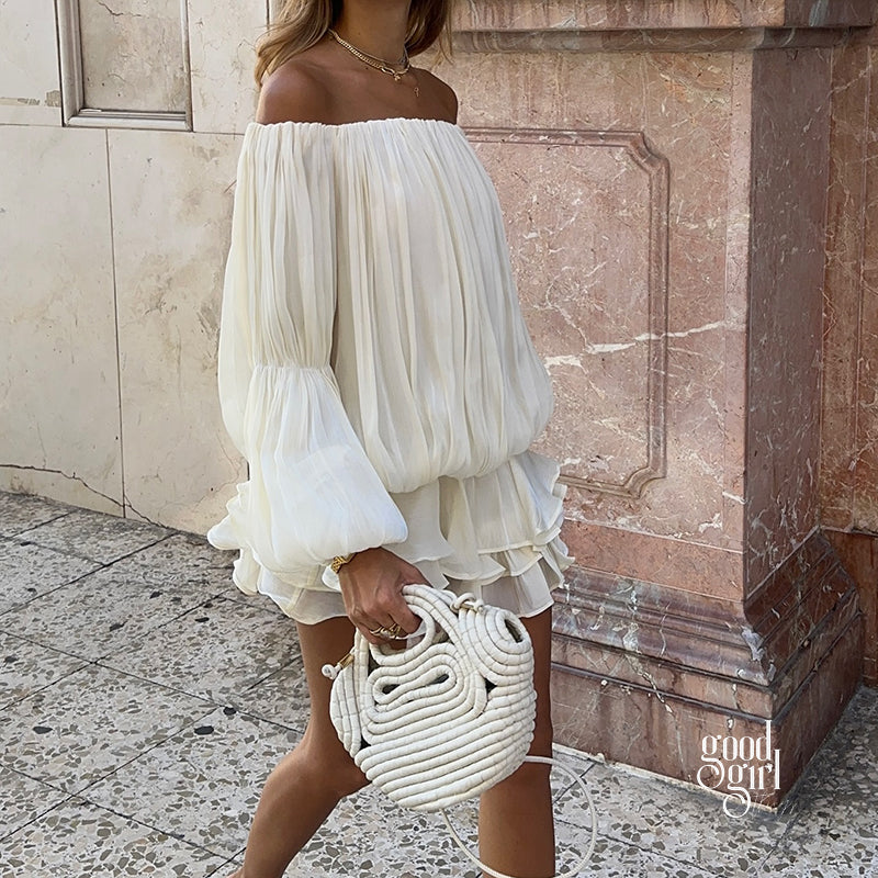 Elegant Off Shoulder Long Sleeves Mini Dress