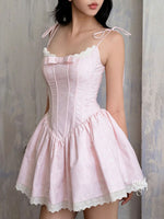 Sweet Shoulder-Tie Slip Mini Dress