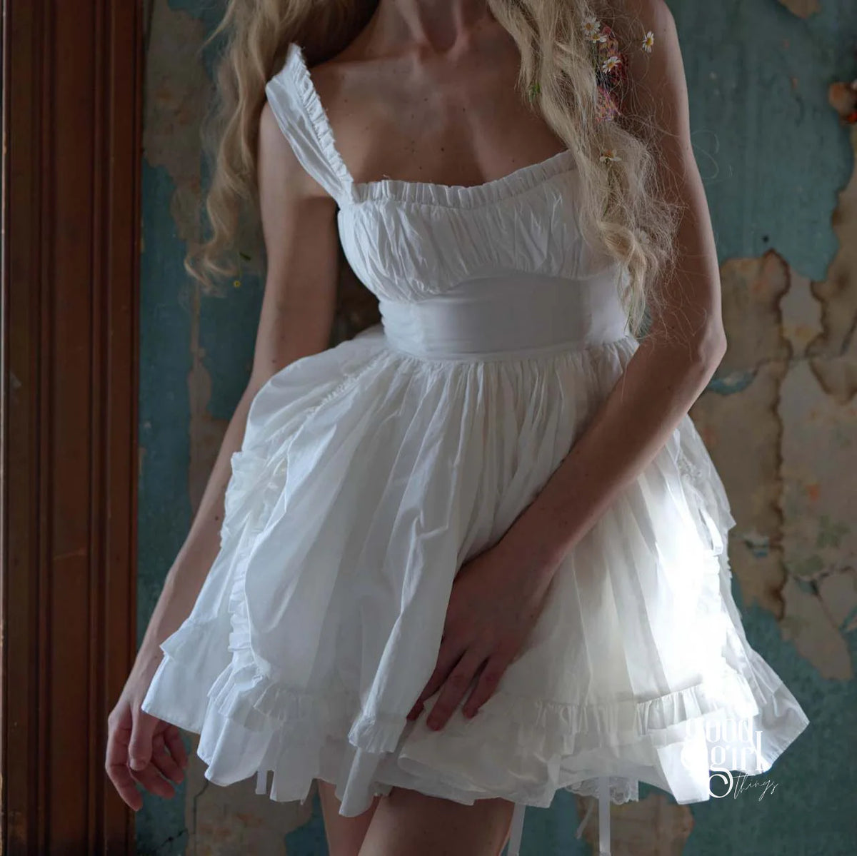 White Sleeveless Layered Mini Dress