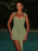 Crochet Lace Self-Tie Mini Dress