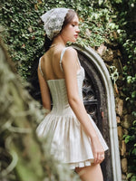 Beige Corset Pleated Mini Dress