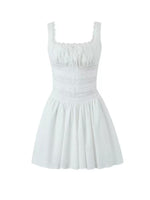 White Square Neckline Lace Mini Dress