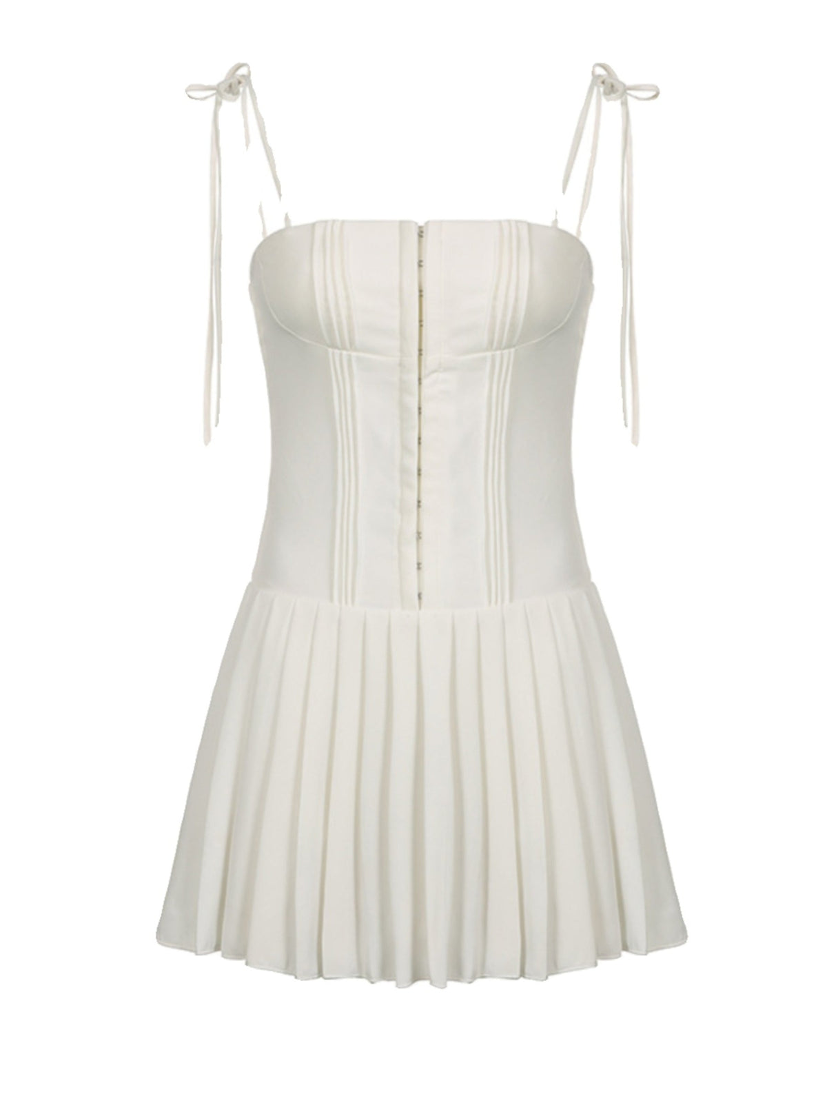 White Pleated Mini Dress