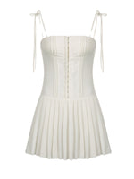 White Pleated Mini Dress