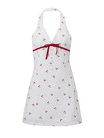 Delicate Cherry Print Mini Dress