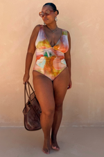 Abstract Print Plunge Swimsuit