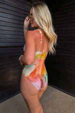 Abstract Print Plunge Swimsuit