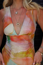 Abstract Print Plunge Swimsuit