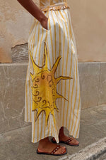 Yellow Stripe Halter Midi Dress