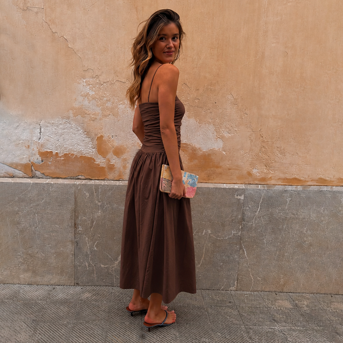Chocolate Slip Midi Dress