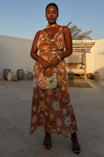 Star Print Halter Maxi Dress