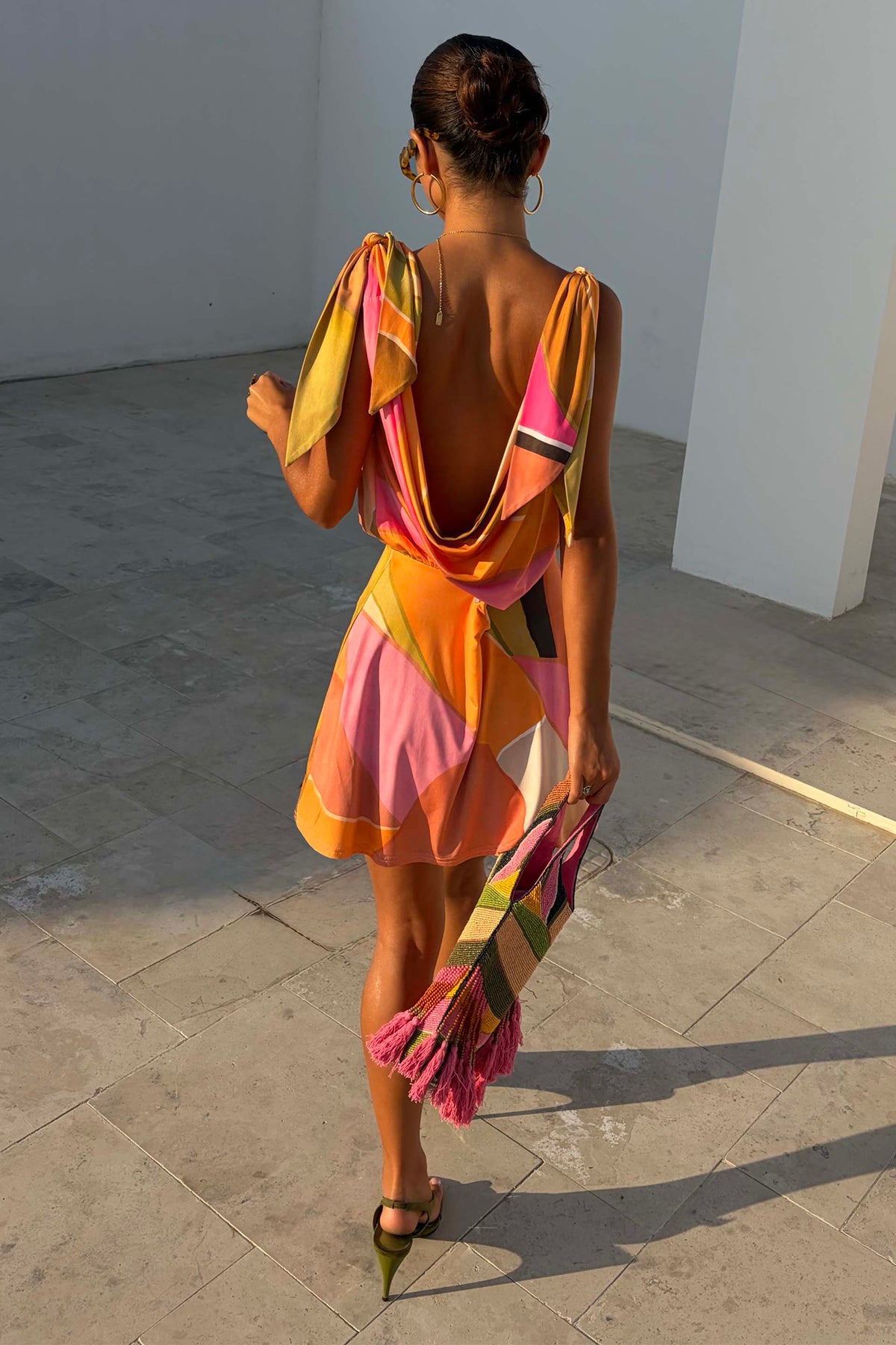 Abstract Abstract Print Cowl Mini Dress