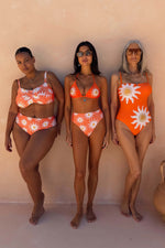 Orange Sun Print One Piece Swimsuit