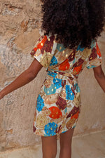 Colorful Shell Print Mini Wrap Dress
