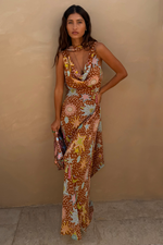 Star Print Halter Maxi Dress
