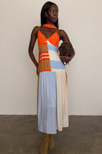Color Block Stripe Slip Midi Dress