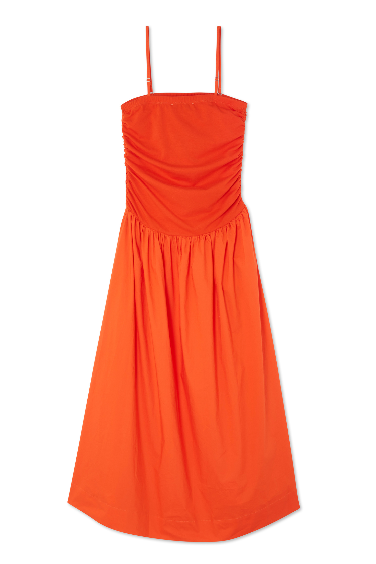 Tomato Red Strapless Mid Dress