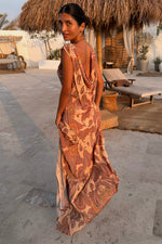 Paisley Print Drapery Back Maxi Dress