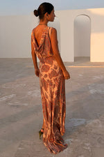 Paisley Print Drapery Back Maxi Dress
