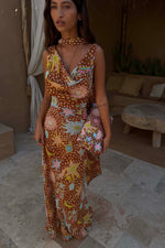 Star Print Halter Maxi Dress