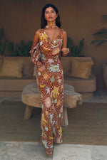 Star Print Halter Maxi Dress