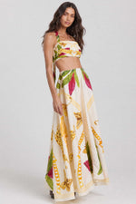 Abstract Printed Crop Top And Skirt Two-Piece Set