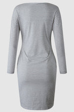 Blue Striped Belt Mini Dress